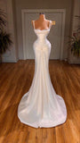 Modest Mermaid Sweetheart Pearls White Prom Dresses With Beads Gem Lilac Evening Party Formal Gown 20th Birthday Outfits HZ0311