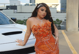 Elegant Mermaid Sweetheart Orange Sequin With Beadings Long Formal Prom Evening Dress Dinner Outfits Party Gowns HZ0311