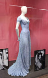 Vintage A line Sweetheart Blue Lace Long Prom Dresses Elegant Evening Gowns Dance Outfits HZ0311