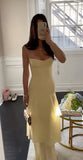 Charming Mermaid Spaghetti Straps Yellow Long Prom Dress with Ruffles Birthday Outfits HZ0311