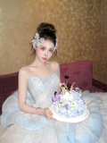 Princess Wedding Dresses Ball Gown Strapless Light Blue Tulle Pleated Brides Dress Style For Brides Fitted Long Bridal Gowns HZ0311