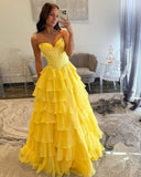 Strapless Prom Dress Floral Print Formal Dress Long Tiered Chiffon Evening Party Gowns with Slit Vestidos De Dia HZ0311