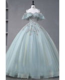 Princess Ball Gown Tulle Prom Dress With Beadings Prom Gown HZ0311
