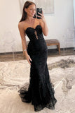 Lace Appliques Sweetheart Keyhole Trumpet Long Prom Dress Formal Gowns Inspo Evening Outfit HZ0311