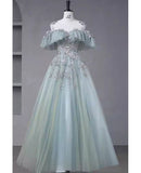 Princess Ball Gown Tulle Prom Dress With Beadings Prom Gown HZ0311