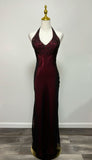 Vintage 90s Mermaid Halter Burgundy Tulle Long Formal Fancy Prom Evening Dress Dinner Outfits Classy Party Gowns HZ0311