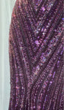 Vintage V Neck Dark Purple Chiffon Sequin Mermaid Long Party Gown Evening Dress 20th Birthday Outfits HZ0311
