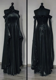 Vintage Dark Blue Halter Neck A-Line Velvet Long Formal Prom Dress Evening Dress, HZ0427