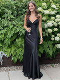 Blue Mermaid V-neck Beaded Back Tie Long Prom Dress Party Dresses For Women HZ0311