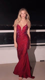 Modest Mermaid Spaghetti Straps Burgundy For Teens Senior Party Dress Long Formal Prom Dresses 21st Birthday Outfits HZ0311