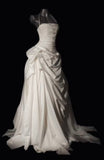 Romantic Women's Ball Gown Halter 80s With Ruched Pleated Satin Sweep Train Wedding Dresses HZ0311