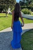 Charming Mermaid Spaghetti Straps Yellow Long Prom Dress with Ruffles Birthday Outfits HZ0311