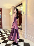 Elegant And Chic Asymmetrical Ruffle Cami Dresses Fashion Women Plain Party Prom Evening Modest Birthday Wedding Guest Dress HZ0311