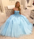 Unique Ball Gown Sweetheart Yellow Tulle with Lace Applique Evening Dresses Long Prom Dress HZ0311
