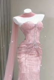 Shiny Prom Dress Sweetheart Pleated Tulle Mermaid Prom Gown Evening Dress Party Dress HZ0427