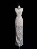 Simple Mermaid Strapless Lace White Long Wedding Dress Fairytale Autumn Bridal Dresses HZ0311