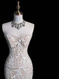 Simple Mermaid Strapless Lace White Long Wedding Dress Fairytale Autumn Bridal Dresses HZ0311