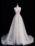 Timeless A line Sweetheart Lace White Long Wedding Dress Fairytale Boho Bridal Dresses HZ0311