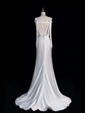 Timeless Mermaid Cowl Neck Lace White Long Wedding Dress Fairytale Boho Beach Summer Bridal Dresses HZ0311