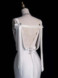 Timeless Mermaid Cowl Neck Lace White Long Wedding Dress Fairytale Boho Beach Summer Bridal Dresses HZ0311