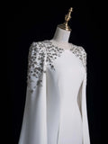 Timeless Mermaid Scoop Neckline Satin With Long Sleeves White Wedding Dress Fairytale Boho Beach Summer Bridal Dresses HZ0311