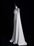 Timeless Mermaid Scoop Neckline Satin With Long Sleeves White Wedding Dress Fairytale Boho Beach Summer Bridal Dresses HZ0311