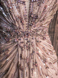 Sparkly A Line V Neckline Pink Sequined Beaded Bodice Long Prom Dress Evening Outfits Formal Dress HZ0311