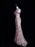 Cute Ball Gown Strapless Pink Lace Long Prom Dress Evening Outfits Semi Formal Dress HZ0311