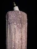 Sparkly A Line V Neckline Pink Sequined Beaded Bodice Long Prom Dress Evening Outfits Formal Dress HZ0311