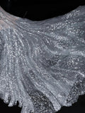 Princess Mermaid Scoop Silver Sequined With Sleeves Wedding Dress Fairytale Boho Summer Sparkly Bridal Dresses HZ0311