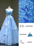 Cute Ball Gown Sweetheart Blue Tulle Long Sleeveless Prom Dresses For High School People Girls Formal Evening Dress HZ0311