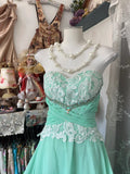 Elegant A line Strapless Blue Chiffon Long Prom Dresses For Teens Evening Outfits Formal Dress HZ0311