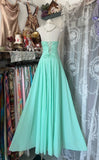 Elegant A line Strapless Blue Chiffon Long Prom Dresses For Teens Evening Outfits Formal Dress HZ0311