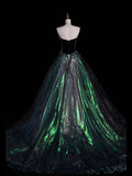 Charming Mermaid Strapless Silver Gray With Beaded Long Prom Dresses Evening Outfits Formal Dress HZ0311