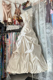 Modest Ball Gown Halter Ivory Satin Long Prom Dresses For High School Teens Girls Formal Bridesmaid Dress HZ0311