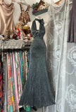 Retro Mermaid Halter Grey Long Prom Dresses For Teens Evening Outfits Graduation Dress HZ0311