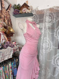 Charming Mermaid High Neck Pink With Ruffles Sequins Long Prom Dresses Evening Outfits Formal Dress HZ0311