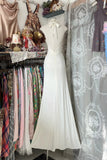 Elegant Mermaid Halter Ivory Long Prom Dresses For Teens Evening Outfits Formal Dress HZ0311
