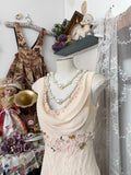 Unique Mermaid Cowl Neck Blush Pink Lace Long Prom Dresses Evening Outfits Formal Dress HZ0311