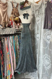 Retro Mermaid Halter Grey Long Prom Dresses For Teens Evening Outfits Graduation Dress HZ0311