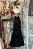 Elegant Mermaid Halter Black Satin Long Prom Dresses For Teens Evening Outfits Formal Dress HZ0311