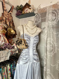 Elegant Mermaid Sweetheart Silver Satin Long Prom Dresses For Teens Evening Outfits Formal Dress HZ0311