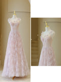 Elegant Ball Gown Lace Pink Tulle Prom Dress Charming Evening Party Gowns Fashion Wedding Guest Dress HZ0311