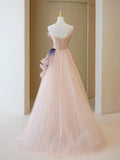 Stylish Ball Gown Strapless Blush Grape Pink Tulle Long Prom Dresses Inspiration Evening Gowns Formal Party Prom Dress HZ0311