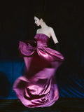 Sexy A Line Strapless Fuchsia Satin With Split Long Prom Dresses Impress 18th Birthday Outfits Prom Gown HZ0311