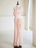 Timeless Mermaid One Shoulder Blush Pink Long Prom Dresses Inspiration Party Dress Prom Gowns HZ0311