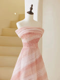Elegant Ball Gown Strapless Pink Tulle Prom Dress Charming Evening Party Gowns Fashion Wedding Guest Dress HZ0311