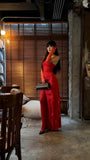 Sexy Mermaid Strapless Red With Gloves Long Prom Dresses Formal Dress Party Birthday Outfits HZ0311