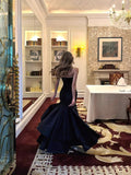 Chic Mermaid Strapless Black Satin With Ruffles Prom Dress Long Birthday Party Gown Evening Dresses HZ0311