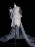 Classic Sheath Wedding Dresses Strapless Short White With Sleeves Brides Dress Summer Bridal Gowns HZ0311